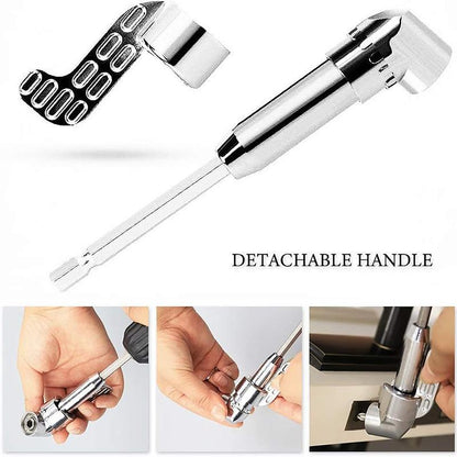 105 Degree Angle Screwdriver Set Holder Adapter, Adjustable Bits, Nozzles, Right Angle Head, Hex Bit Socket, 1/4', Long Type, Silver