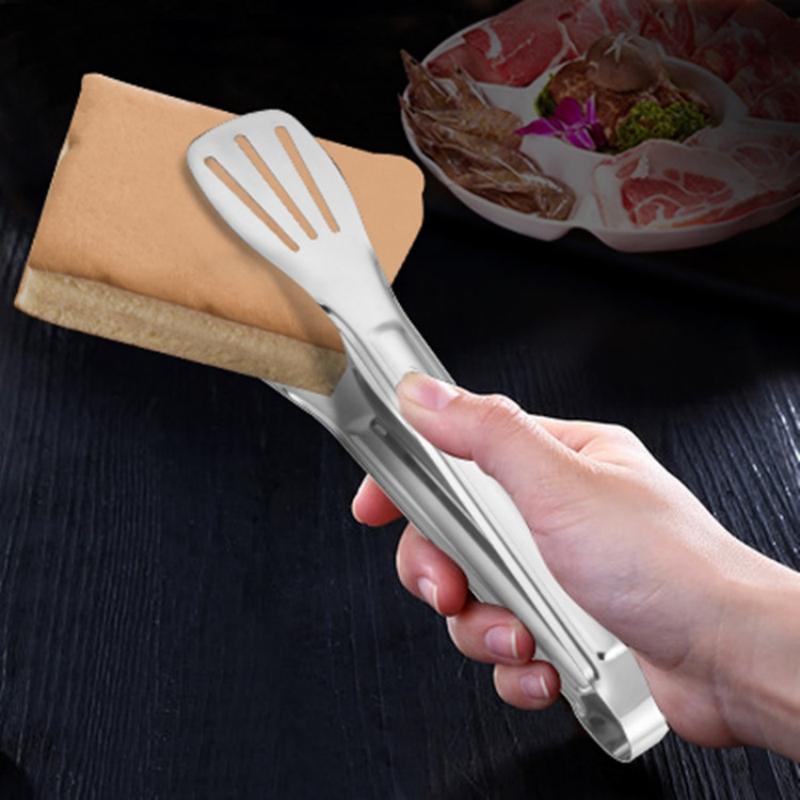 Stainless Steel Food Tongs, 1 Count Bread Tongs, Household Barbecue Tongs for Kitchen, Barbecue Utensils