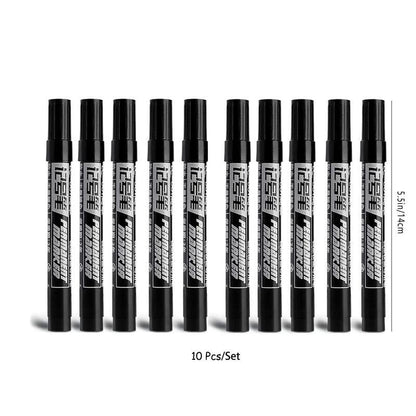 Black Marker Pens, 10pcs Multi-purpose Permanent Marker Pens, Stationery Supplies For Students School Home Office