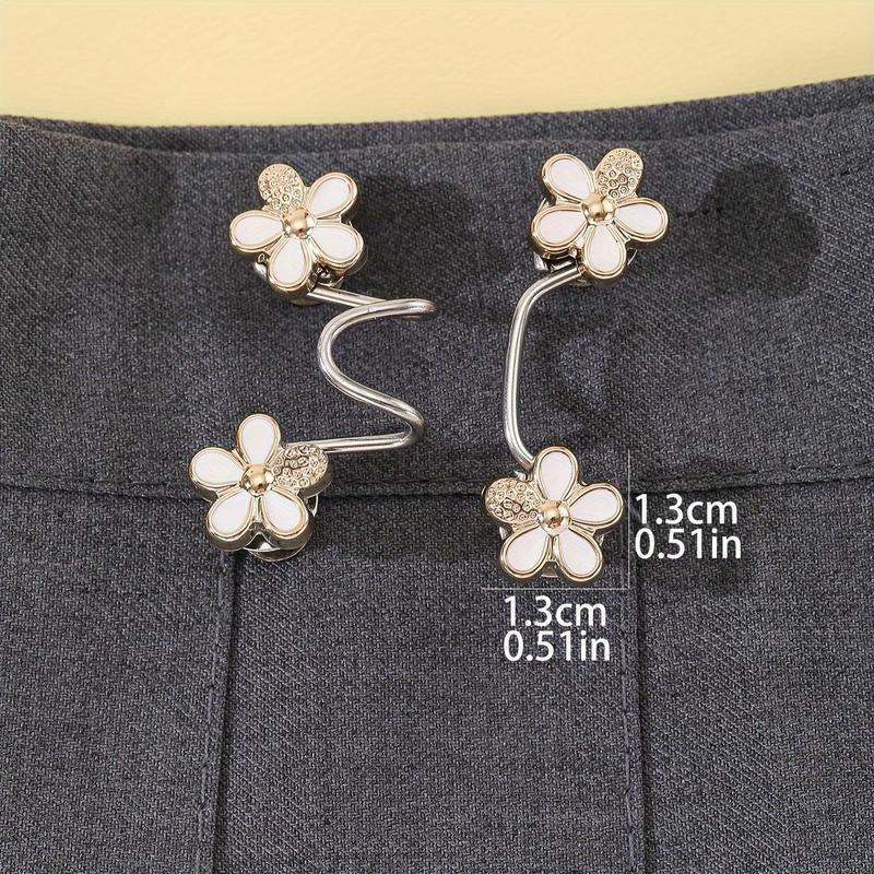 Flower Design Pant Waist Tightener,  Detachable Fashion Waist Buttons Pins, No Sewing Waistband Tightener for Indoor & Outdoor