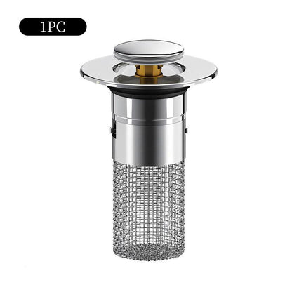 Bathroom Sink Drain Strainer, Pop Up Sink Drain Strain, Bathroom Sink Stopper with Removable Stainless Steel, Filter Basket Hair Catcher Hair Catcher