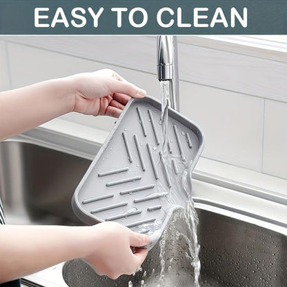 Non-slip Silicone Sink Drain Mat, 1 Count Kitchen Sink Soap Drying Mat, Self-draining Sponge Holder, Kitchen Accessories