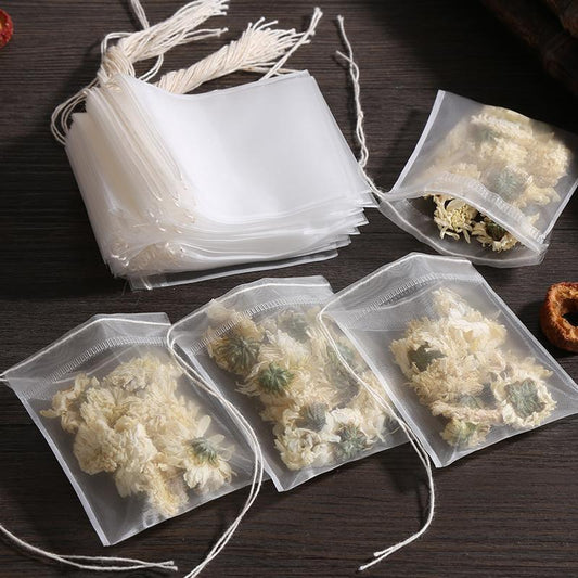 Disposable Drawstring Tea Filter Bags, 100pcs Portable Disposable Empty Tea Bags, Filter Bag for Loose Tea, Summer for Gift, Kitchen Gadgets