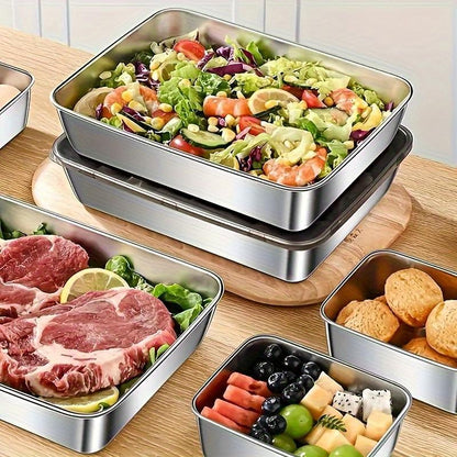 3-Piece Stainless Steel Food Storage Containers with Plastic Lids, Reusable Kitchen Food Containers